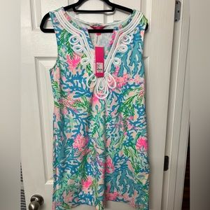 NWT Lilly Pulitzer Harper Shift Dress, Coral Bay Print, Size Large